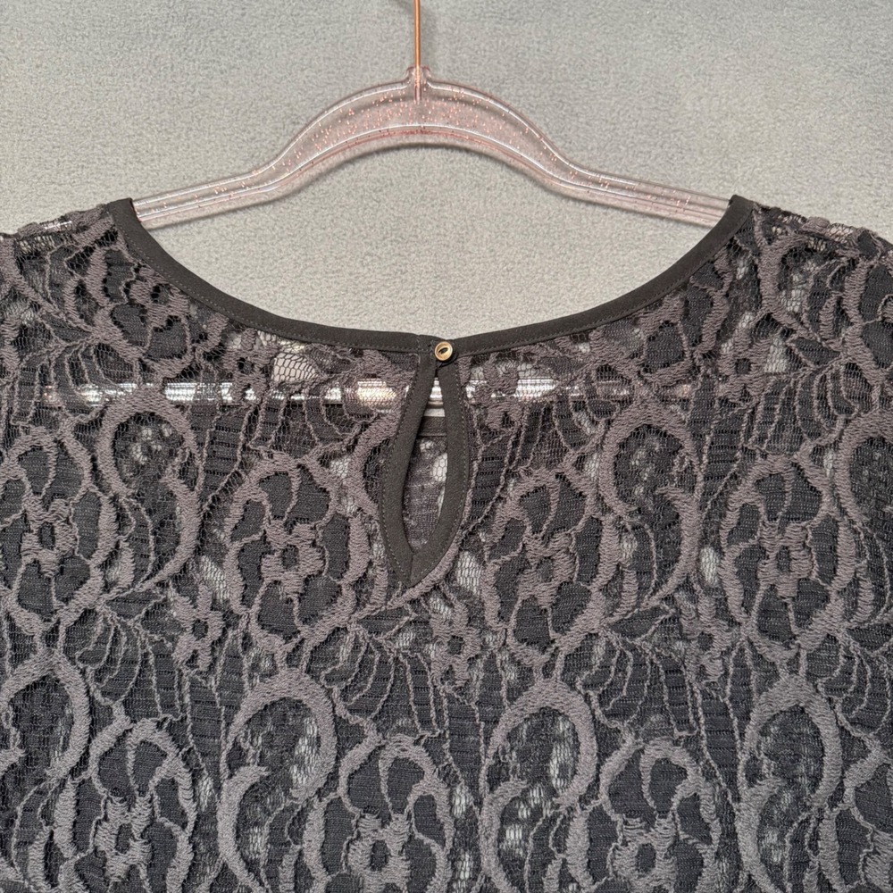 Eddie Bauer Lace Tank Top Floral Sheer Sleeveless M Black Whimsygoth Layering - Picture 5 of 11